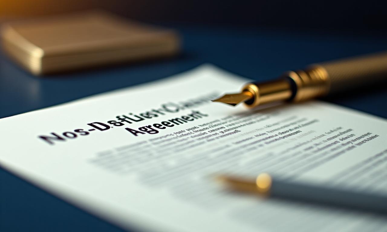 Close-up of a legal document and a gold pen representing an NDA agreement