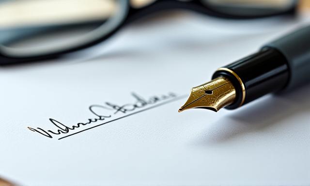 Legal documentation and a fountain pen on a desk