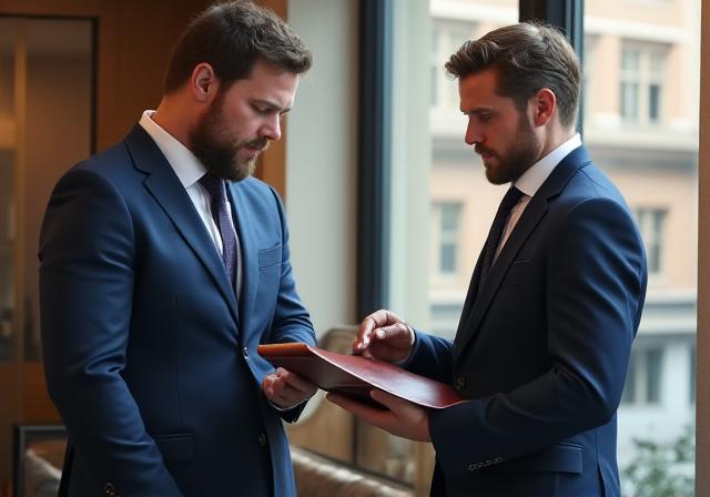 Legal Professional reviewing documents in a London office
